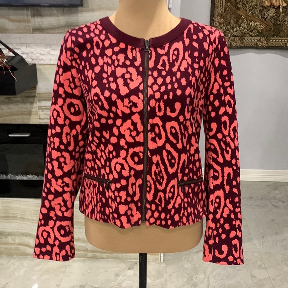 Gap Sassy Pink Leopard Full Sip Jacket. Size 6 (878)